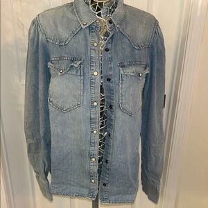 ALL SAINTS Denim Button-Up Shirt Size 4